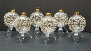 Vintage Christmas Tree Ornament Glass Decoration Krebs Ball Bauble Stencil Clear