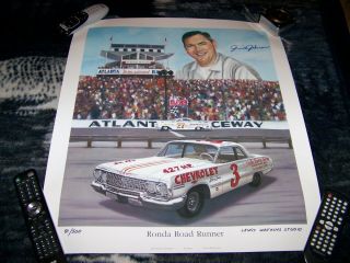 Junior Johnson (signed) Atlanta Raceway Ronda Road Runner Nascar Poster 25x22