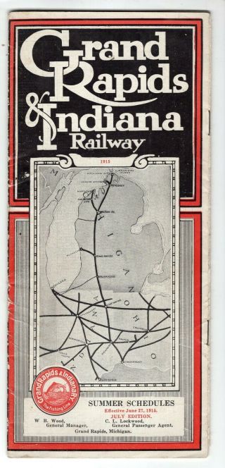 1915 Grand Rapids & Indiana Rr Time Table