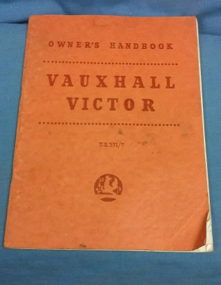Vintage Vauxhall Victor Owners Handbook Paperback 1959 T.  S.  371/7 (t)