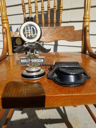 Franklin Harley Davidson Pocket Watch & Stand 1903 Single First Motorcycle