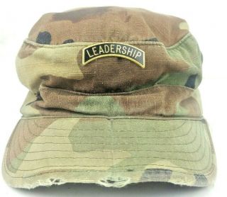 Vintage Distressed Us Army Military Fatigue Camo Hat Cap 80 