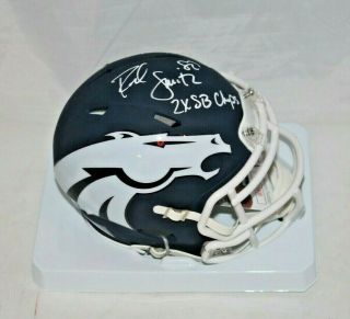 Rod Smith Signed Autographed Denver Broncos Amp Mini Helmet Jsa 2x Sb Champ