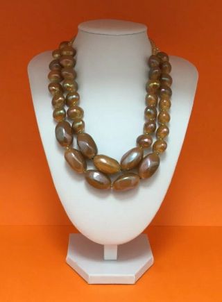 Vintage Butler And Wilson Multi Strand Necklace With Amber Coloured Beads