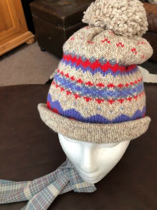 Vintage Obermeyer Ski Hat Pom Pom Knit Cap Wool Beanie Tanana S/m