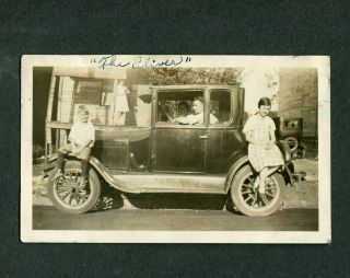 Vintage Car Photo Family Sitting On Model T Ford Coupe 993102