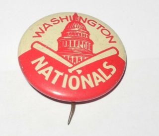 1950 American Nut & Chocolate Baseball Pin Button Washington Nationals Pinback