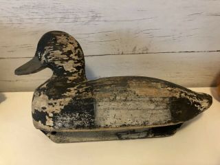 Vintage Wood Duck Decoy Glass Eyes Primitive Paint