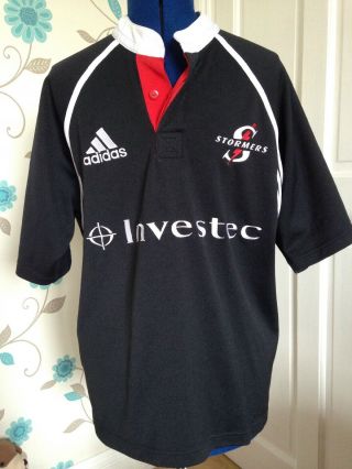 Adidas Black Stormers Vintage South Africa Rugby Union Shirt Jersey Size L