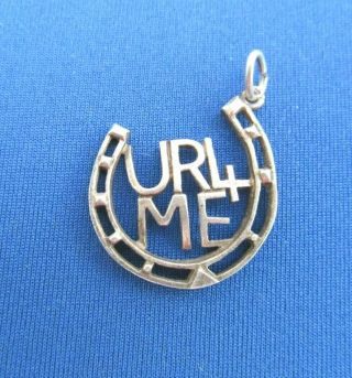 Vintage 925 Sterling Silver Charm Lucky Horseshoe U R 4 Me 2.  6 G