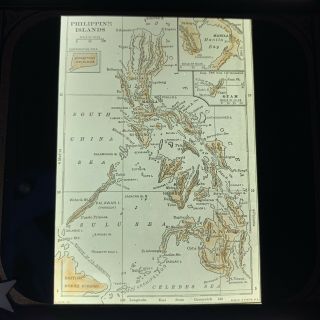 Vtg Magic Lantern Glass Slide Photo Map Of The Philippine Islands