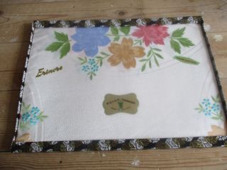 Vintage Hand Painted Rayon Damask Irish Tablecloth Boxed And