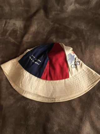 Vintage 1984 Olympics Bucket Hat Los Angeles Usa Some Wear & 1 Light Stain L/xl