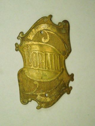 Vintage Lorain Bicycle Head Badge Emblem