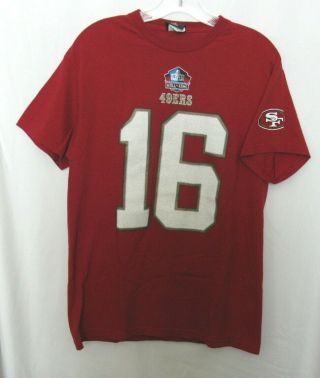 San Francisco 49ers Joe Montana 16 Pro Football Hall Of Fame Red T - Shirt,  Sz Md
