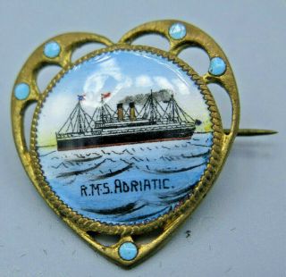 White Star Line Rms Adriatic Heart Shaped Enamel Pin