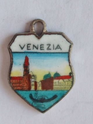 Venice Venezia Gondola Vintage Silverplate Enamel Travel Charm