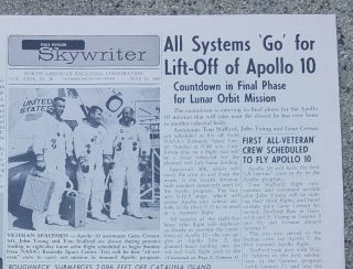 Vintage 1969 Rockwell Apollo 10 Lunar Orbit Skywritter In - House Newsletter