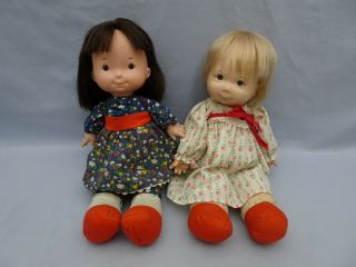 2 13” Vintage Fisher Price Baby Lapsitter Doll 204 Ann & 201 Jenny Orig Clothes