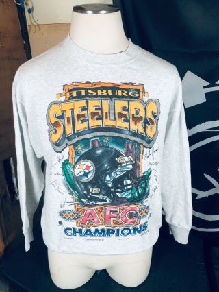 Vintage 90s 1995 Pittsburgh Steelers Crew Neck Sweatshirt Large