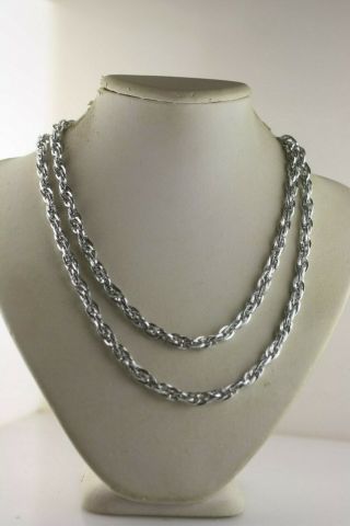 Vintage Silver Tone Sarah Covenry Cov Chunky Links Chain Necklace 36 " Inch