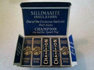 10 Vintage Blue Box Champion Spark Plugs H - 10 14 Mm 13/16 " Hex 1940 