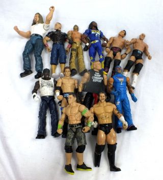 Bundle Of 12 Wrestling Action Figures Inc Mattel Vintage Jakks Titan Tron - H29