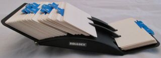 Rolodex Alphabetized Card File Organizing System With Cards Vintage Black Metal