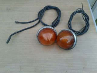 Vintage Pair Indicator Lights,  For Old Classic Motorcycle,  / Car,
