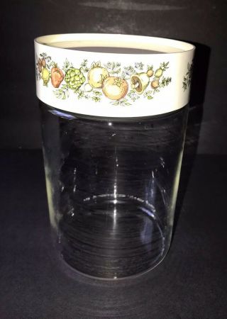 Vintage Pyrex Spice Of Life Clear Glass Canister With Lid 7 " Tall 4.  25 " Wide Usa