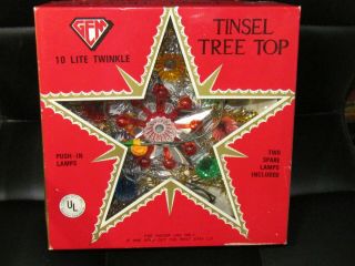 Vintage Gem 10 Lite Twinkle Tinsel Tree Top With Box Made In Japan