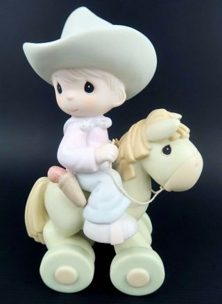 Precious Moments Figurine - " Happy Trails " Cowboy Horse Vintage 1998 - Pm981