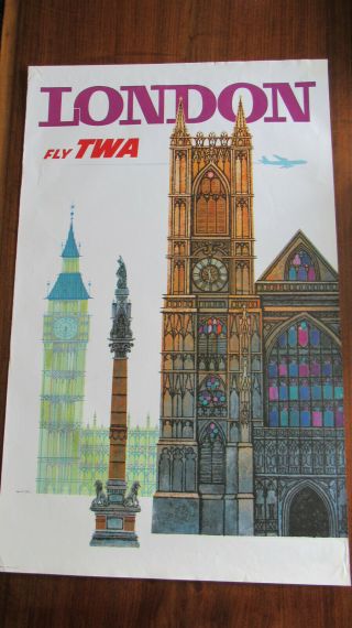 Vintage David Klein Twa Travel Poster " London "