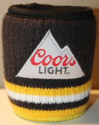 Coors Light Beer Can Koozie Hockey Socks Boston Bruins Colors