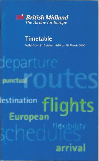 British Midland Airways System Timetable 10/31/99 [5124] (buy 2 Get 1)