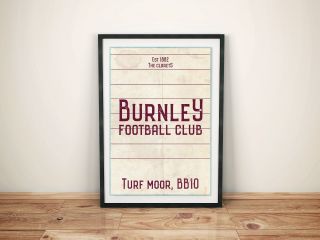 Turf Moor Burnley Fc A4 Picture Art Poster Retro Vintage Style Print Clarets