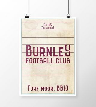 Turf Moor Burnley FC A4 Picture Art Poster Retro Vintage Style Print Clarets 3