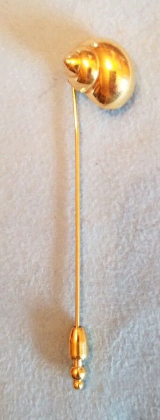 Vintage Napier 2.  5 " Hat Stick Pin Gold Tone Shell End Caps Brooch