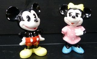 Vintage Ceramic Mickey & Minnie Mouse 3 " Figurines