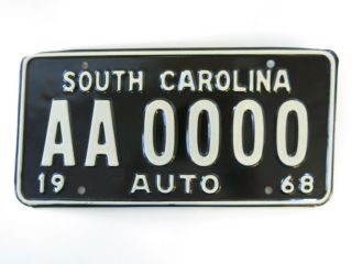 1968 South Carolina License Plate Auto Car Tag Sample Aa 0000 40