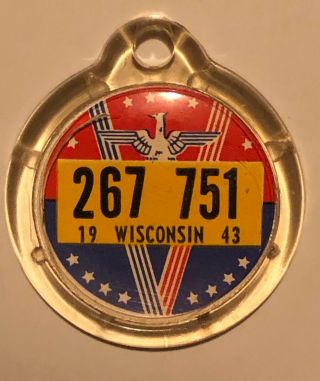 Disabled American Vet (dav) License Plate Tag/keychain - 1943 Wisconsin Round