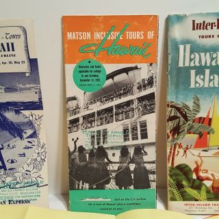 4 vintage Hawaii 1950s 1960s travel brochures and map for Hawaii 3