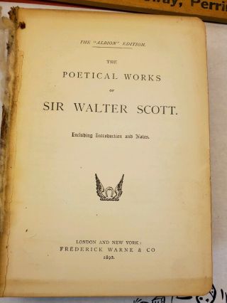 The Poetical of Sir Walter Scott 1892 The Albion ed frederick warne 3