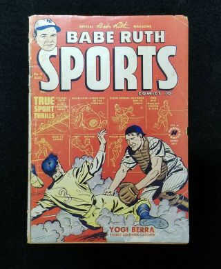 1950 Babe Ruth Sports Comic 8 August Yogi Berra Vintage Gd