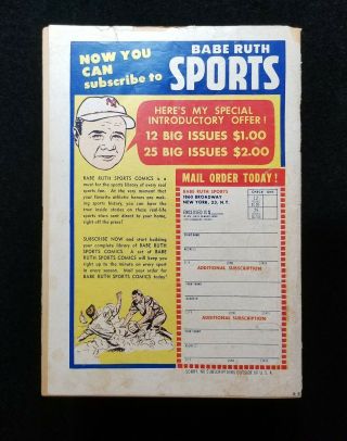 1950 Babe Ruth Sports Comic 8 August Yogi Berra Vintage GD 2