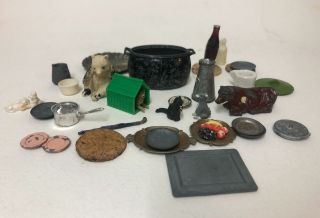 Vintage Dolls House Miniature Items - Food,  Animals,  Cook Ware