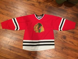 Vintage Chicago Blackhawks Hockey Jersey Ccm Nhl Large Xl Stitched 90’s