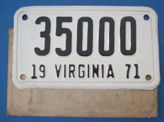 1971 Virginia Motorcycle License Plate Neat Number