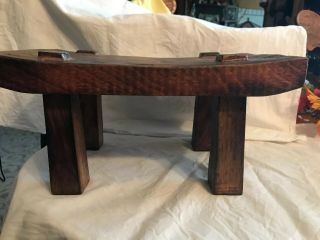 Vtg Solid Wood Hand Made Milking Stool Bench Plant Stand Fireside Foot Rest