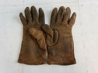 Vintage Men ' s Brown Leather Winter Gloves Knit Lining Size M A35 2